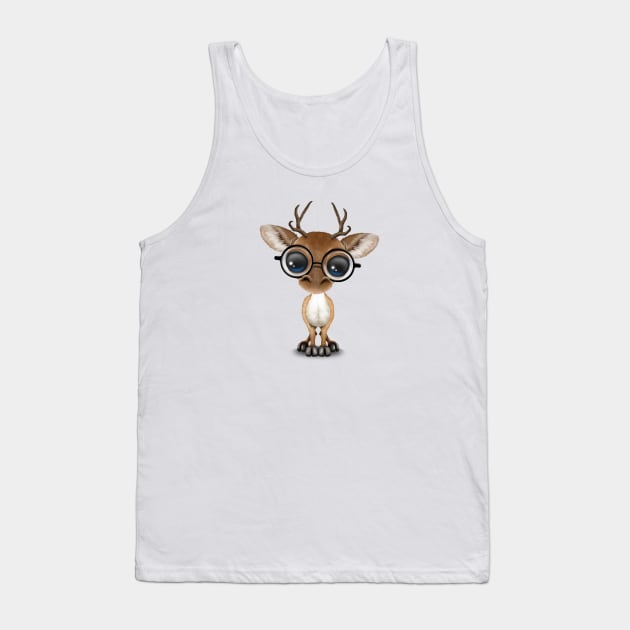 Cute Curious Nerdy Baby Deer Wearing Glasses Tank Top by jeffbartels